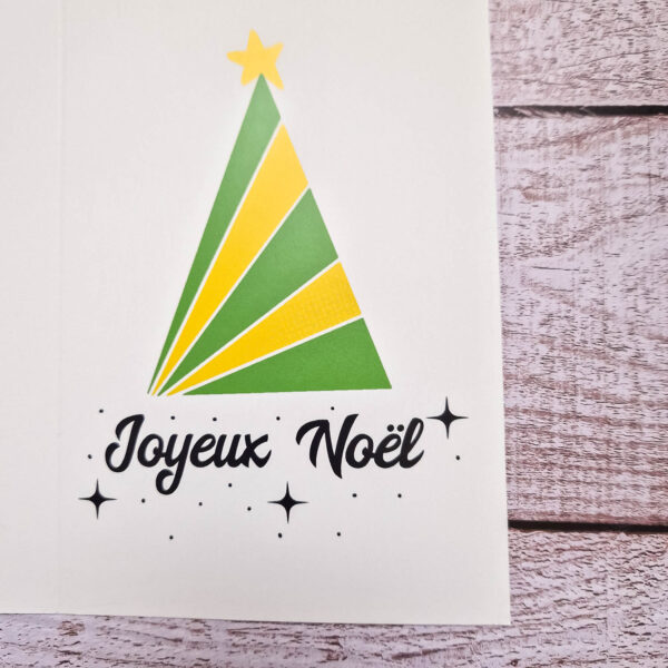 carte de vœux "joyeux noël" sapin jaune et vert