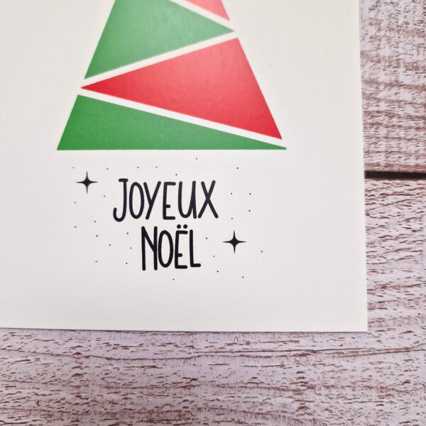 carte de vœux "joyeux noël" sapin rouge et vert